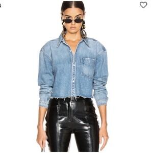 GRLFRND Christy Cropped Denim Shirt, Harvest Moon - S